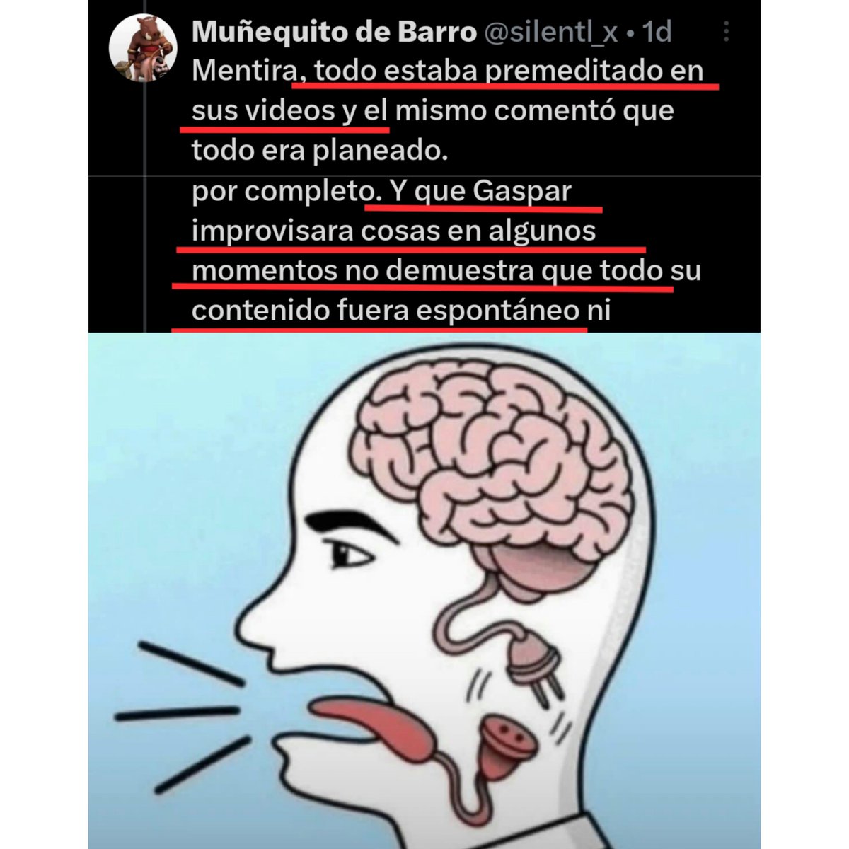 _MIKSAMY_'s tweet photo. @silentl_x @SlayerX356 Yo no conocía a Gaspi hasta su partida.

No lo odio solo digo las cosas como son, su contenido y sus bromas eran horribles y escudaba su mal comportamiento en el personaje.

No miento como tú que primero dices que TODO era premeditado y luego te contradices, no todo era planeado. https://t.co/IsVc2kknqC