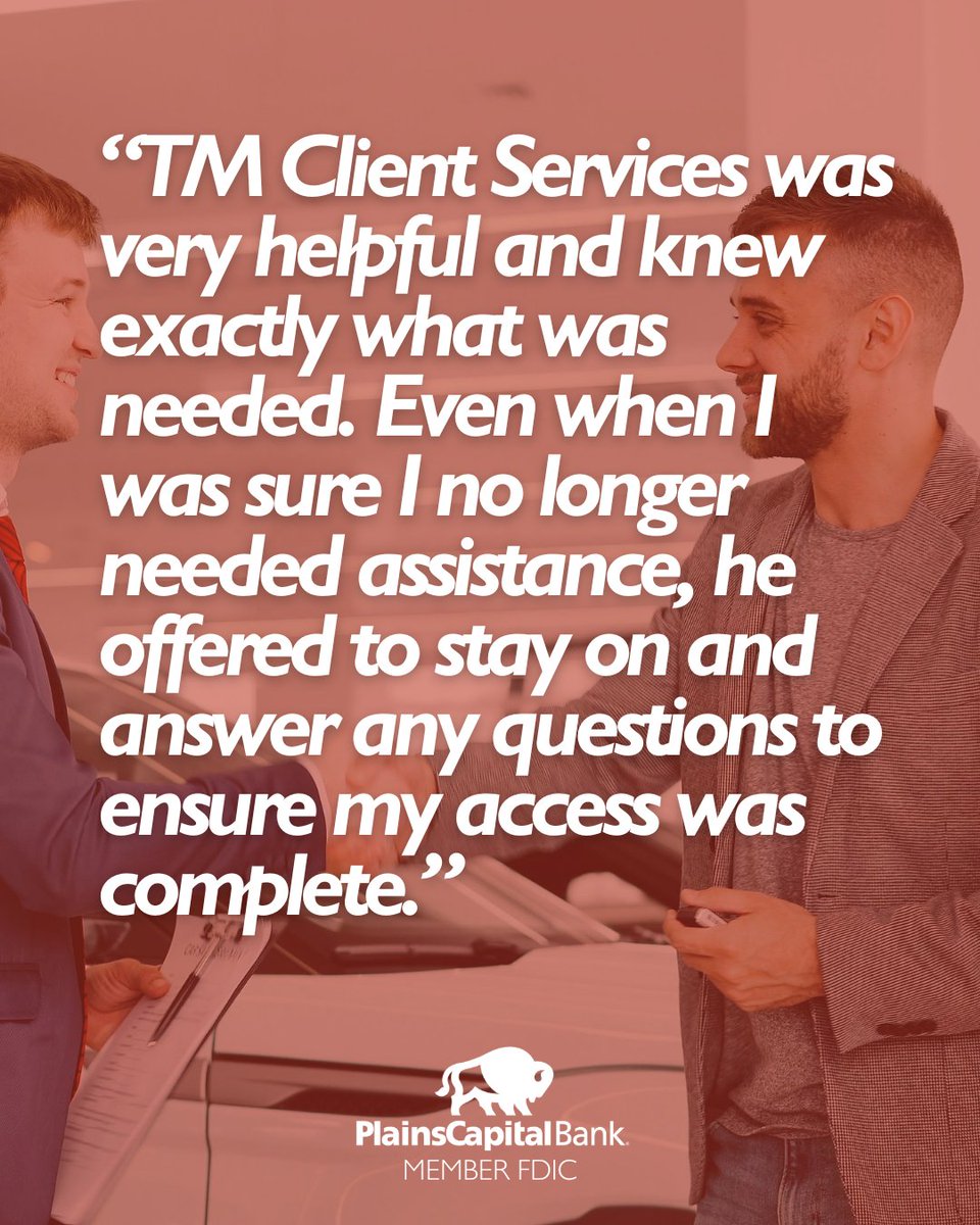 PlainsCapital's tweet photo. At PlainsCapital Bank, our Treasury Management (TM) Client Services team is dedicated to delivering personalized support that keeps your business running smoothly—every step of the way. See how PlainsCapital Bank supports businesses like yours. https://t.co/Bh6gUhFakk