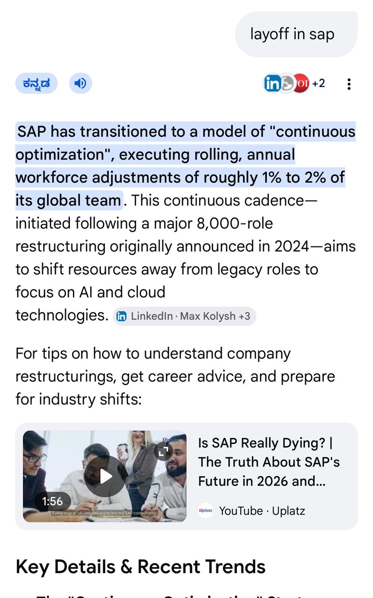 LeenaPanda's tweet photo. Layoff history of SAP Labs is the lowest.

Therefore,
People retires in SAP🙏🏻

Make your Product &amp; Process so good,
AI can’t scare you. https://t.co/t4F9qbsv6j