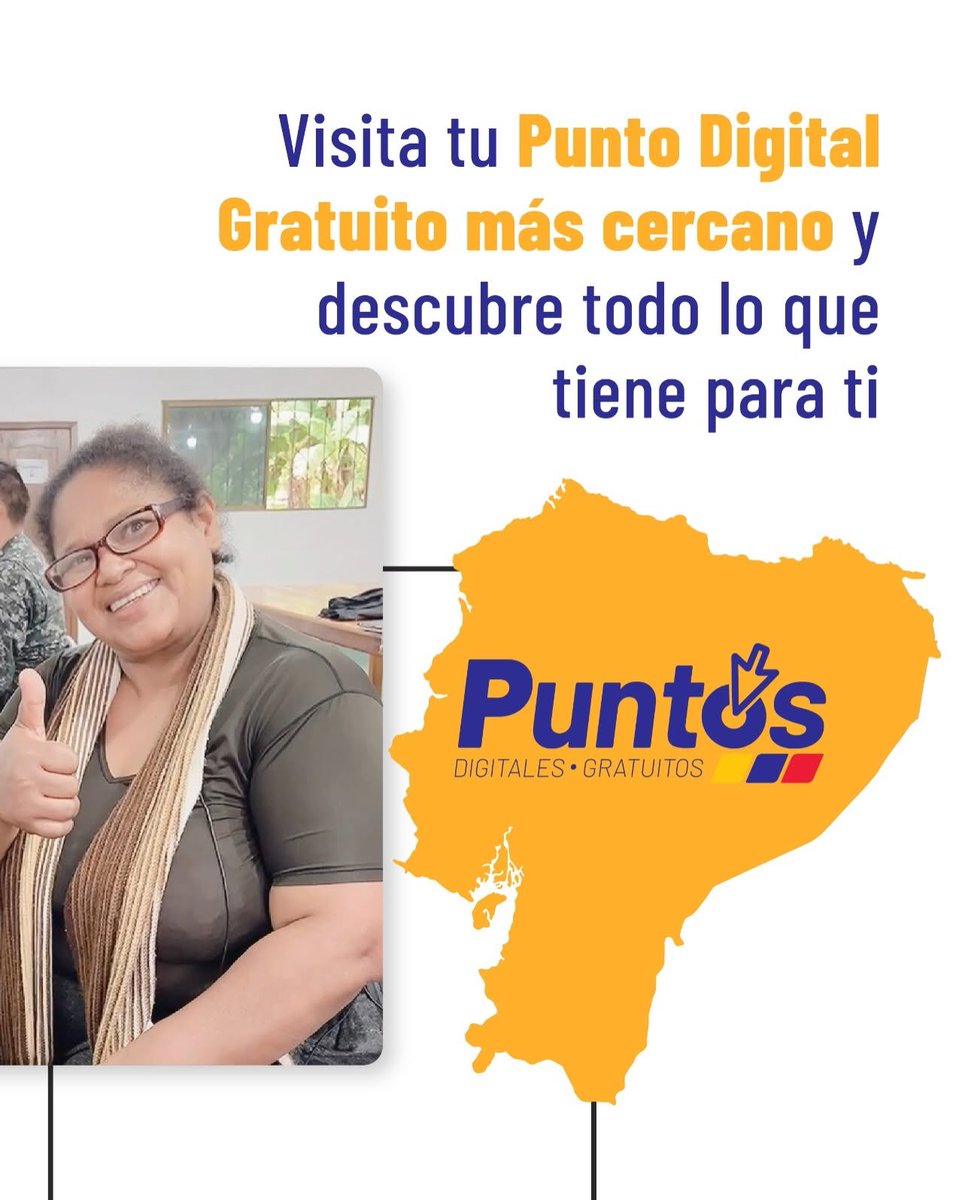 PCumbaratz30535's tweet photo. 💻🌎 Conectarse es crecer.

Los Puntos Digitales Gratuitos son espacios diseñados para aprender, capacitarse y acceder a herramientas digitales sin costo.

📍 Encuentra el más cercano y aprovecha todo lo que tiene para 
#GobiernoDelEcuador https://t.co/ssw9fZQvqI