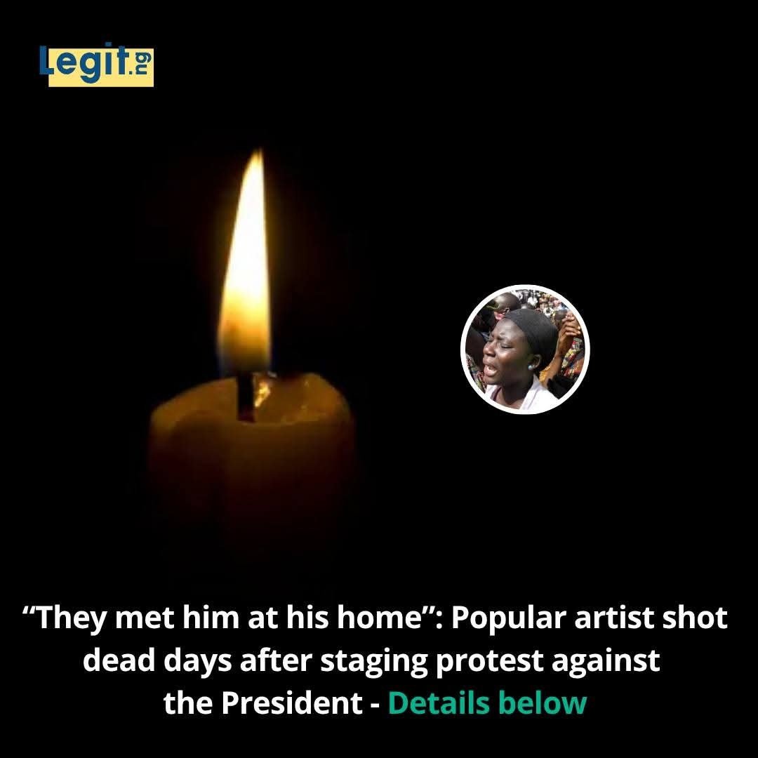 Verydakman_'s tweet photo. 🚨TRAGEDY: A popular artist has been shot to death multiple times by unknown gun men afte staging protest few days ago. 

The attacker initially fired two shots. After the artist collapsed, the gunman moved closer and fired three additional rounds before fleeing the scene. https://t.co/eNlvp9UAsh