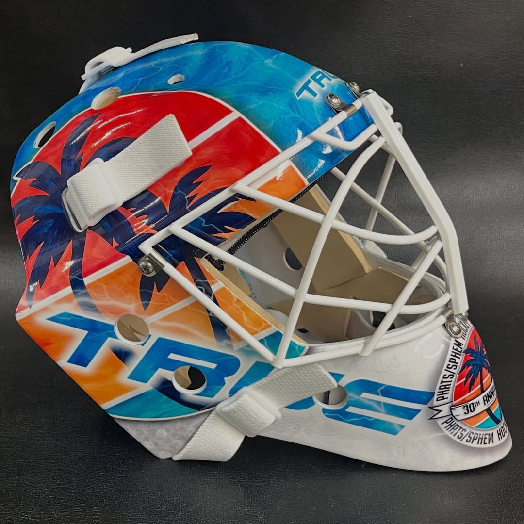 Progoalie's tweet photo. A new beginning!! 
•
New chapter..excited for what’s to come. Going to be great working with the team at  @truehockey 

Mask wrapped by @mags1023 for PHATS/SPHEM https://t.co/3HktmJepE4