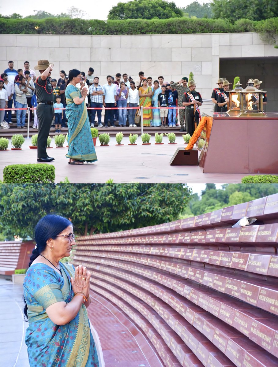 salute2soldier's tweet photo. Hav Dhyan Singh #ShauryaChakra, Displayed indomitable courage and valour, while combating terrorists at #Anantnag in 1996. The #VeerNari Mrs Sulochana Devi paid homage to her #braveheart in a solemn wreath-laying ceremony at #NationalWarMemorial. https://t.co/ravuvSBHTn