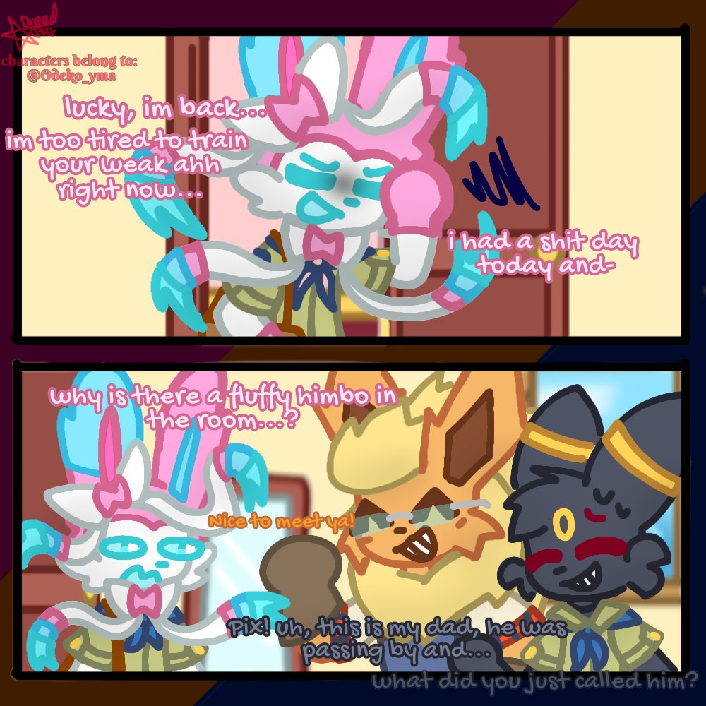 dreadstar8987's tweet photo. This is just what i think Pix's first interaction with Lucky's dad would go lolz,.,,, —w—

The characters belong to: @odeko_yma
#FanComics #LuckyStar #Fanart #pokemonㅤㅤㅤ https://t.co/TzA6hA6LWx