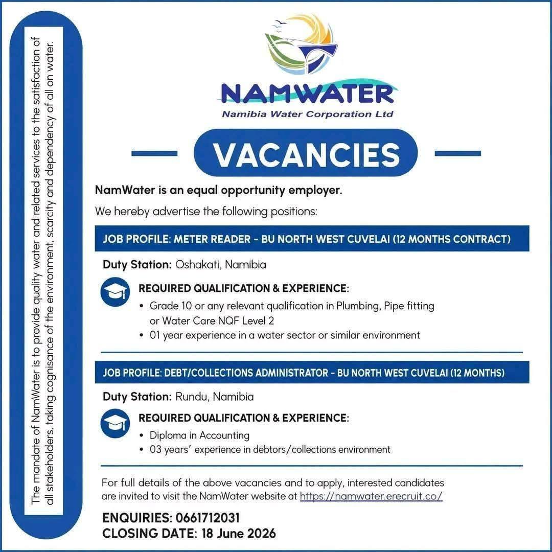 __andr3w's tweet photo. OPEN VACANCIES AVAILABLE IN NAMIBIA
📅 17 June 2026 | Wednesday 

🚨 Don’t miss out on any job opportunity!
Stay updated with the latest vacancies posted daily.
All the best https://t.co/AiQW0gQVeY