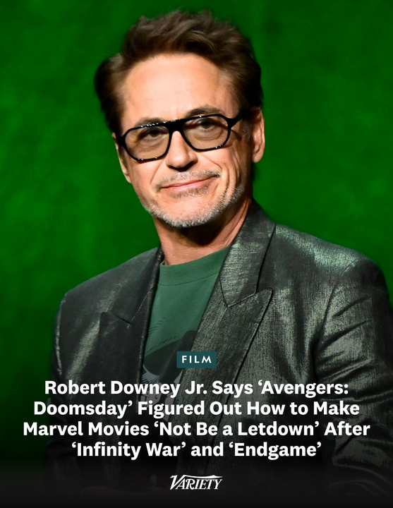 Variety's tweet photo. Robert Downey Jr. says "Avengers: Doomsday" figured out how to make Marvel movies "not be a letdown" after "Infinity War" and "Endgame." 

“We landed in a place that I think will more than suffice. And it’s not even about how I executed it. It’s about the way it’s been structured, and the other characters. There’s something going on in ‘Doomsday’ and forward that is literally the only antidote to: How do you not have these films be let down after an ‘Infinity War’ and an ‘Endgame?’ And boy, have we labored long and hard to bring that down...  There’s an incredible amount of gratitude we have going into these two. One epic at a time. ‘Doomsday’… just the gratitude to be able to do it. To still be engaging with people who are critical when we fall short, but who understand how difficult it is when we get it right.” (via CBR)

https://t.co/mlkdYIp7CW