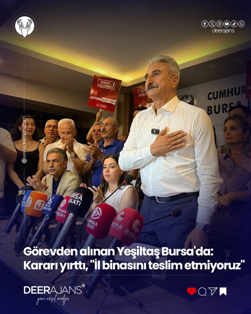 deerajans's tweet photo. Görevden alınan Yeşiltaş Bursa'da: Kararı yırttı, "İl binasını teslim etmiyoruz"
Gemlik Belediye Başkanı Şükrü Deviren ve CHP Gemlik İlçe Başkanı Servet Pehlivan'da Yeşiltaş'a destek veren isimler arasında yer aldı. https://t.co/BBfyAWTAfk