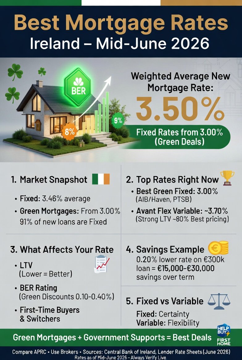 AdilJaved90's tweet photo. Ireland mortgage rates remain competitive in mid-2026

📉 Latest Average mortgage rate: 3.50%
🌱 Green mortgages 3.00%
🏦 Strong lender competition
💰 BER discounts saves €15k–€30k+

#MortgageRates #Ireland #Property #HomeBuyer #Finance #IrishMortgage
https://t.co/GH5EunI8QU https://t.co/d5tKosIYfg