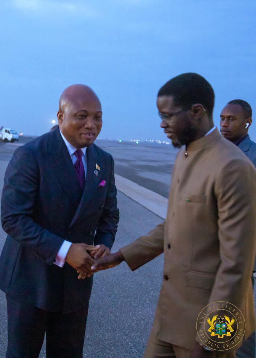 obiba_jk2's tweet photo. Senegalese President, Bassirou Diomaye Faye, has arrived in Accra to participate in the Next Steps Conference on Reparatory Justice.🇬🇭🇸🇳
#Reparation
#NextStepsConference https://t.co/K1TFzUiqEc