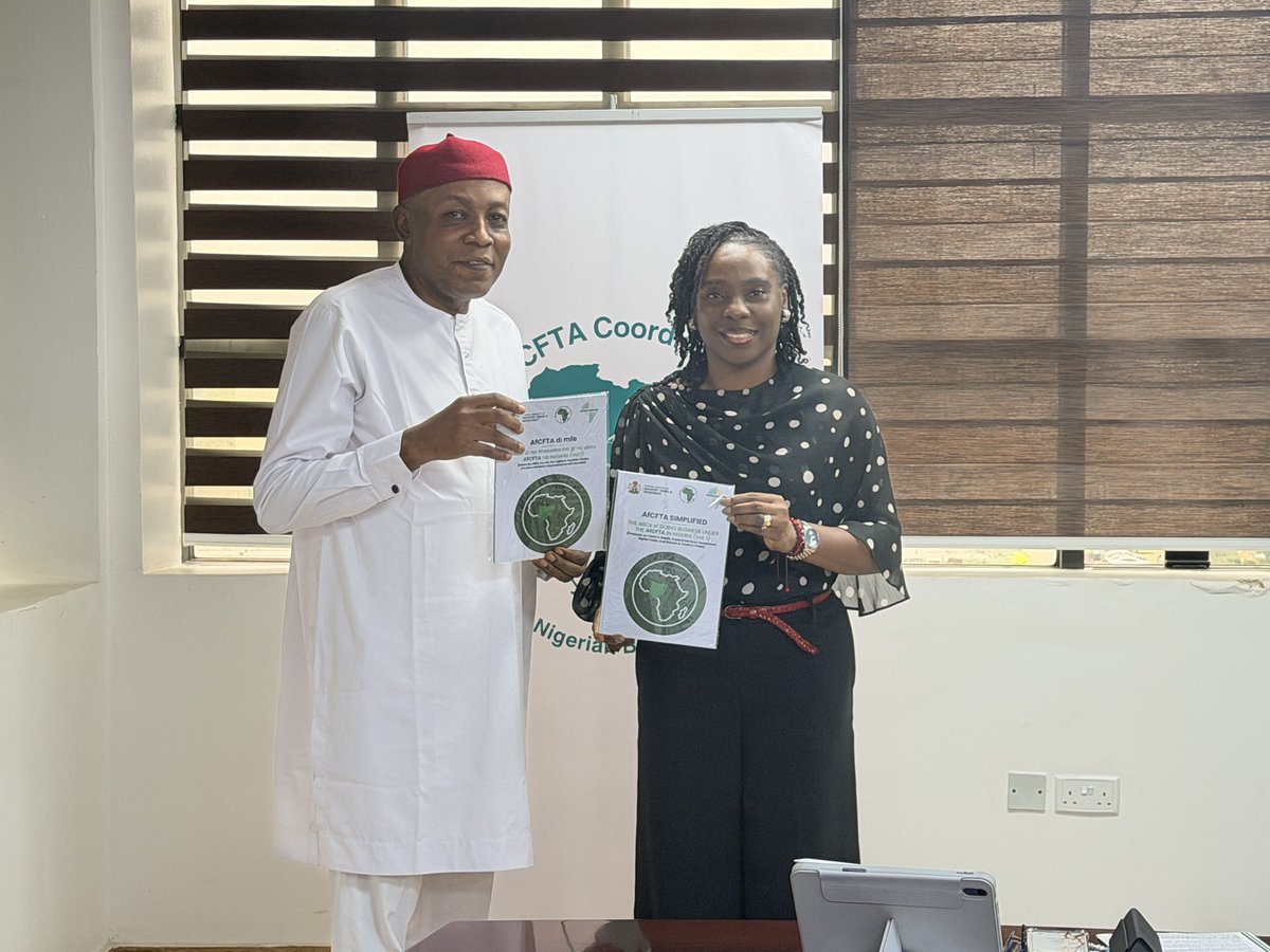 AfCFTANG's tweet photo. and shared the AfCFTA ABC Simplification Series as part of ongoing efforts to make trading under the Agreement more accessible and practical for businesses.

#AfCFTAforNigeria #AfCFTA #SouthEastNigeria #SMEs #ExportDevelopment https://t.co/yFedlXf7au