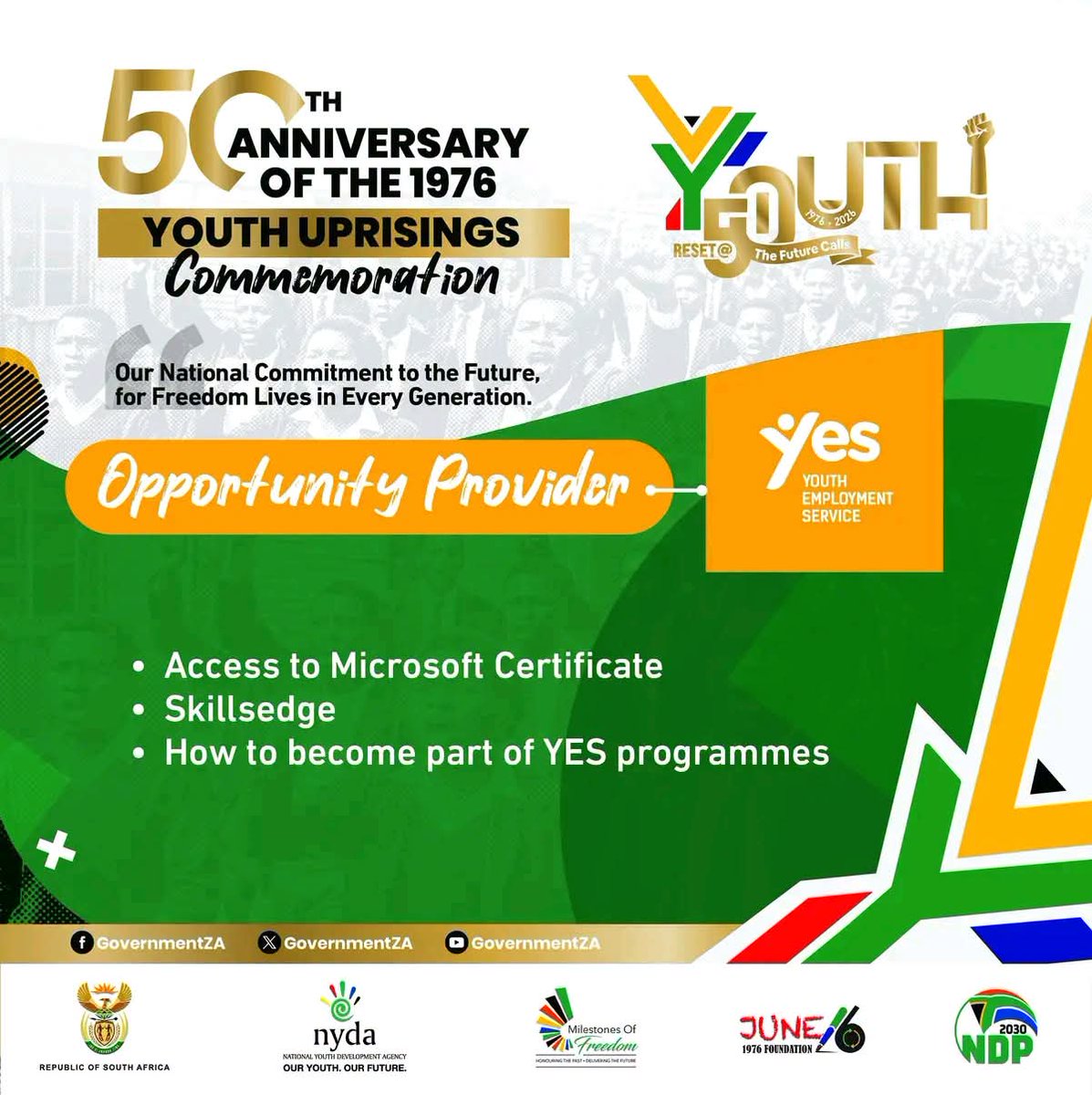 Bookmaaksa's tweet photo. The Youth Employment Service helps young people access Microsoft certification, Skills Edge and information on joining YES programmes.

Take the next step towards developing skills and gaining valuable workplace experience.

#YouthMonth2026 #YouthBuiltToLeadZA #CapableState https://t.co/2P0yUJGZyG