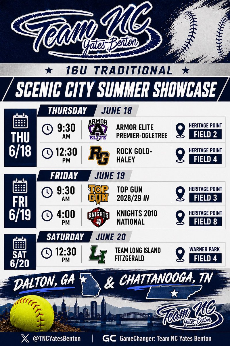 TrinityTrexler's tweet photo. Can’t wait for this weekend in Scenic City!! Come out and watch us play!! https://t.co/Q99PjZCmgc
