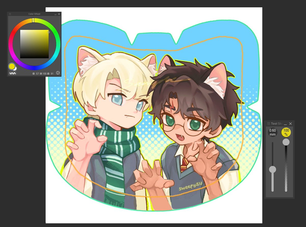 sweepyzu's tweet photo. i'm making a cat badge 🐾 #drarry https://t.co/rqVXeX6XEK