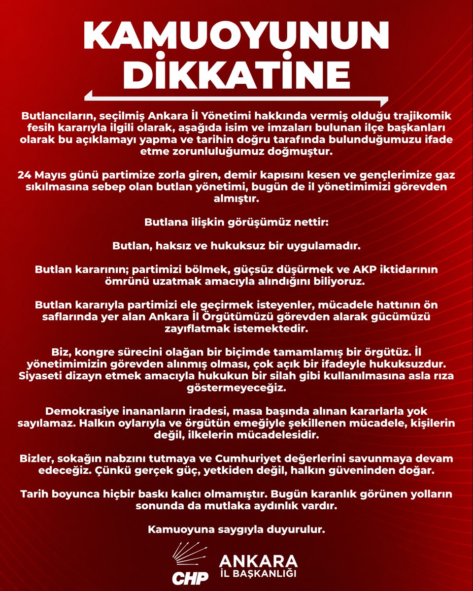 mstfcckc's tweet photo. ANKARA’NIN SEÇİLMİŞ İLÇE BAŞKANLARININ KAMUOYUNA DUYURUSUDUR!!!!!! @eczozgurozel 
@CHPankarailbsk https://t.co/LCBirqrclR