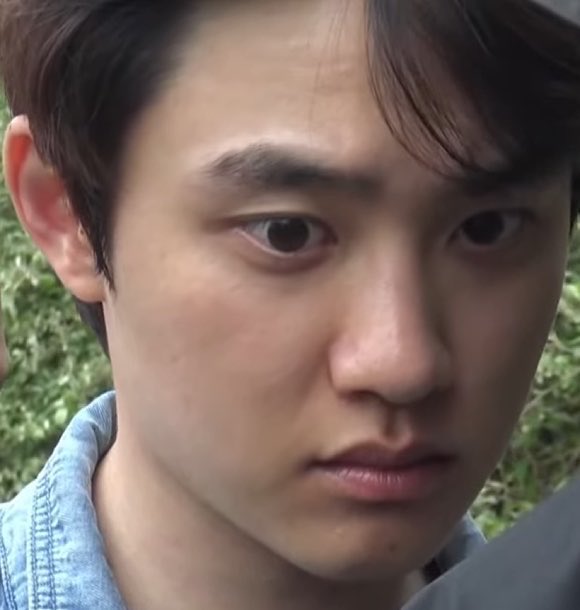 dyophd's tweet photo. im being real. how is kyungsoo the cutest idol in existence. the fact hes a third gen idol and 33 years old yet he is the cutest idol without trying. just his facial expressions and his big eyes are so cute. i dont know if hes doing these expressions on purpose because he knows how cute he looks, but even so, if he didnt have the characteristics he does, they wouldnt be as cute. the fact he just has those naturally expressive eyebrows, plump lips, pretty nose, big boba eyes, and short stature of 169-170cm body, hes so fucking cute its insane and i cant stop thinking about how pretty he is even at his age. whenever hes sitting or standing next to anyone, he is the one who shines and magnetizes peoples eyes to him. GOD i just cant fathom how cute he is.