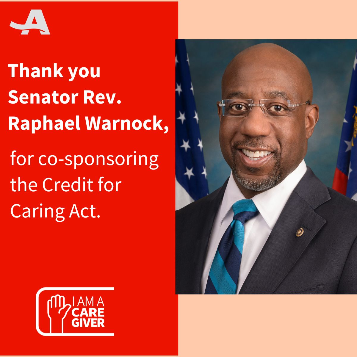 AARPGA's tweet photo. Thank you, @ReverendWarnock, for your work to provide [###] [State] family caregivers with much-needed financial relief. https://t.co/3OLxMR9qeW