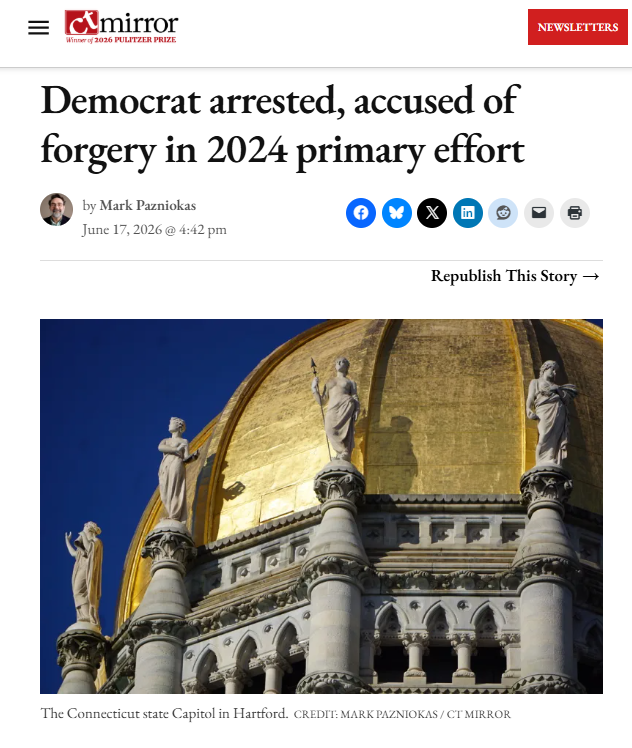 KristiTalmadge's tweet photo. 🔴🤦‍♀️ CONNECTICUT: Where we can't even trust the Democrat Reverend Church Leaders not to cheat in elections

Reverend Robert K. Hoggard is affiliated with the Citadel of Refuge church in Middletown, CT

He was just arrested for forging primary ballot access petition signatures. https://t.co/CSrtlThFNc