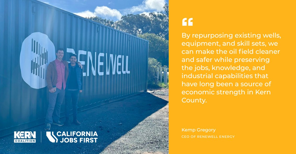 Kern_Coalition's tweet photo. Kern County oilfield workers showed up to Renewell's first installation and said "we got it" before anyone finished explaining. Same rigs, same skills, same people. Just a cleaner outcome. That's the transition. #KernCounty #CleanEnergy #CaliforniaJobsFirst https://t.co/8rJhoGbybE