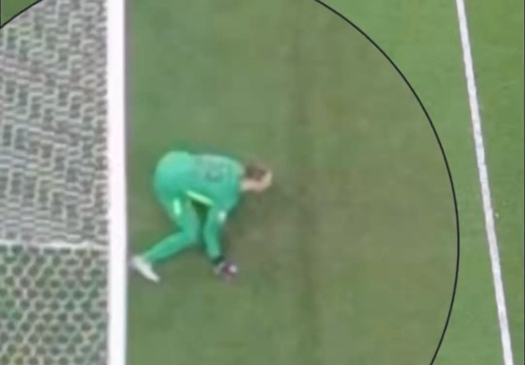 Peralta_CRF's tweet photo. Interessante a repetição do pênalti do Kane. Na final do mundial o Safonov fez isso e passou batido. Repercussão? Zero. https://t.co/ZdK3L7vgS7
