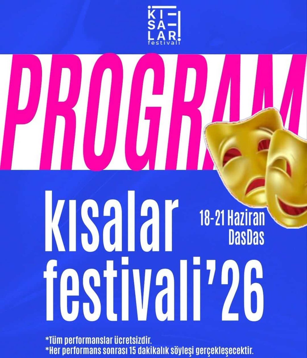 commediadellart's tweet photo. #KısalarFestivali başlıyorrr🔊
18-21 Haziran @dasdasistanbul 
🎭 https://t.co/s0vtoUejWF