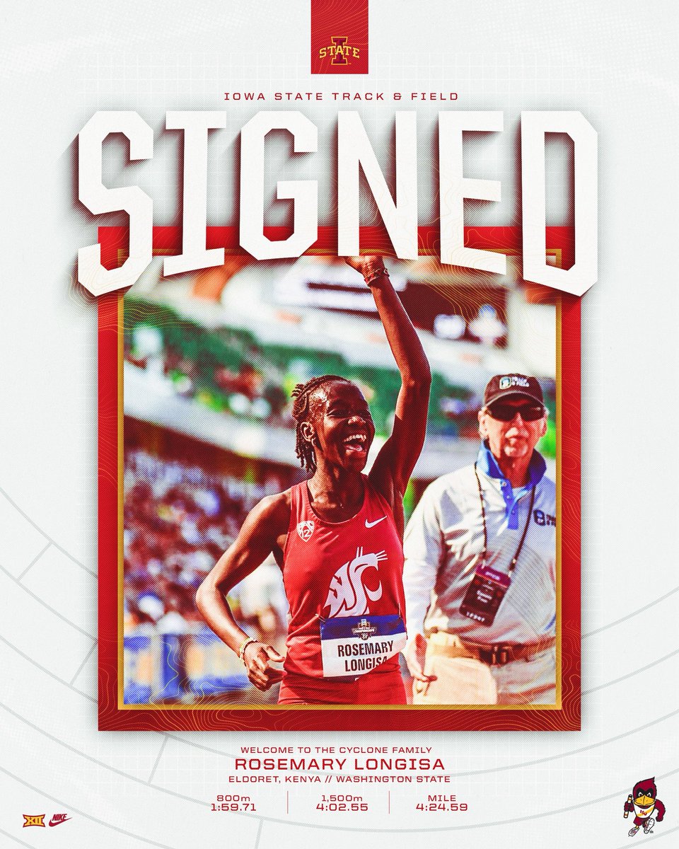 CycloneTrackXC's tweet photo. The 2026 NCAA 1,500m Champ is a Cyclone. 

Welcome to Iowa State, Rosemary! https://t.co/XcAhyxpgTC