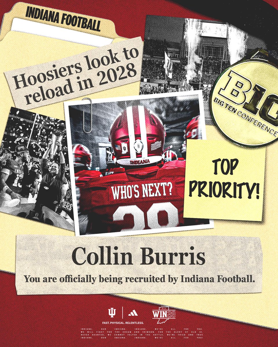 c_burris2028's tweet photo. Can’t wait to be back in Bloomington @IndianaFootball tomorrow! Looking forward to seeing campus! @CCignettiIU @CoachLeedsIU @MattWilsonDPP @Coach_Bostad 
@Rotheram74 https://t.co/7qvMjYzAQq