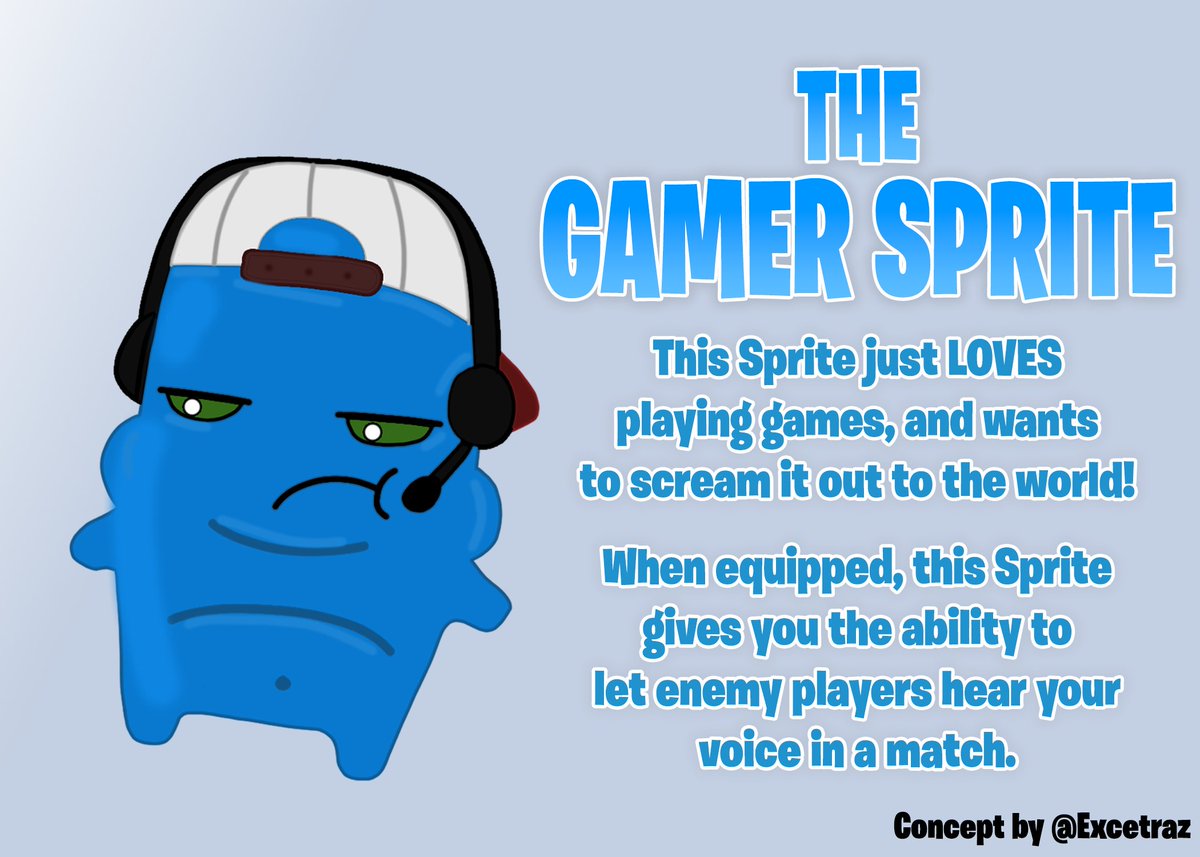 Excetraz's tweet photo. My Second Sprite Submission for #DesignASprite...

Introducing the Gamer Sprite! 😎👊🔥 https://t.co/wkVKfTMMrV