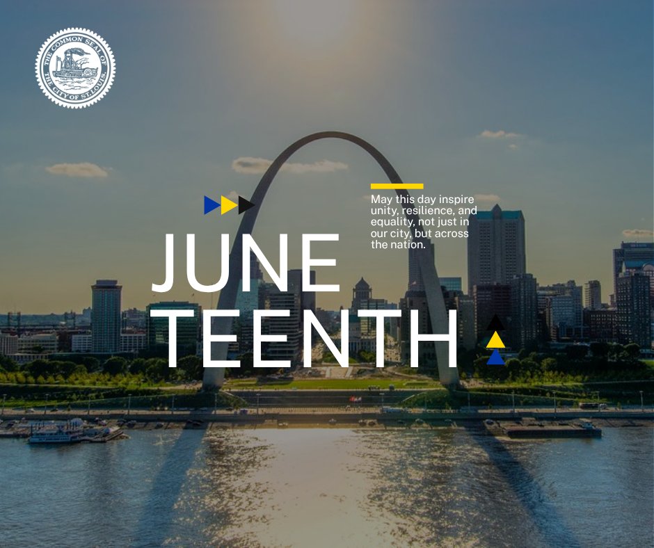 STLCityGov's tweet photo. Today, we celebrate freedom. We honor legacy, and we recognize the leaders and activists whose courage paved the way to emancipation and justice.

May this day inspire unity, resilience, and equality.

City Hall will be closed for today.

#Juneteenth #StLouis #FreedomDay https://t.co/cTmV4djCrl