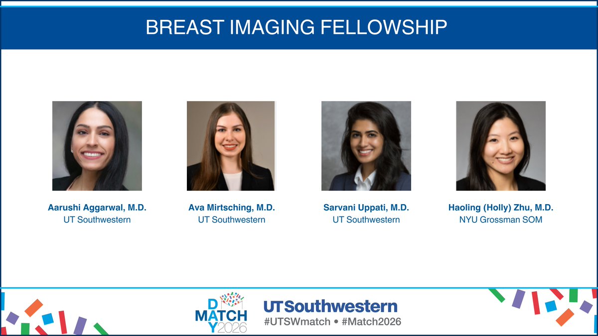 UTSW_Radiology's tweet photo. We are thrilled to share more 2026 matches! #radiology #match2026 #utswmatch https://t.co/WUeBgCHMuN