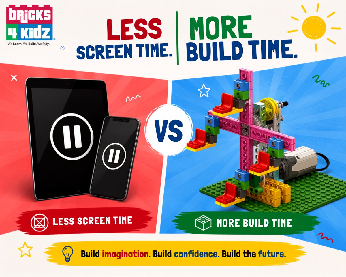 B4KGuelph's tweet photo. Less screen time. More build time. 🧱✨

Build imagination.
Build confidence.
Build the future.
#Bricks4Kidz #STEM #LearningThroughPlay https://t.co/DHKnlgyunJ