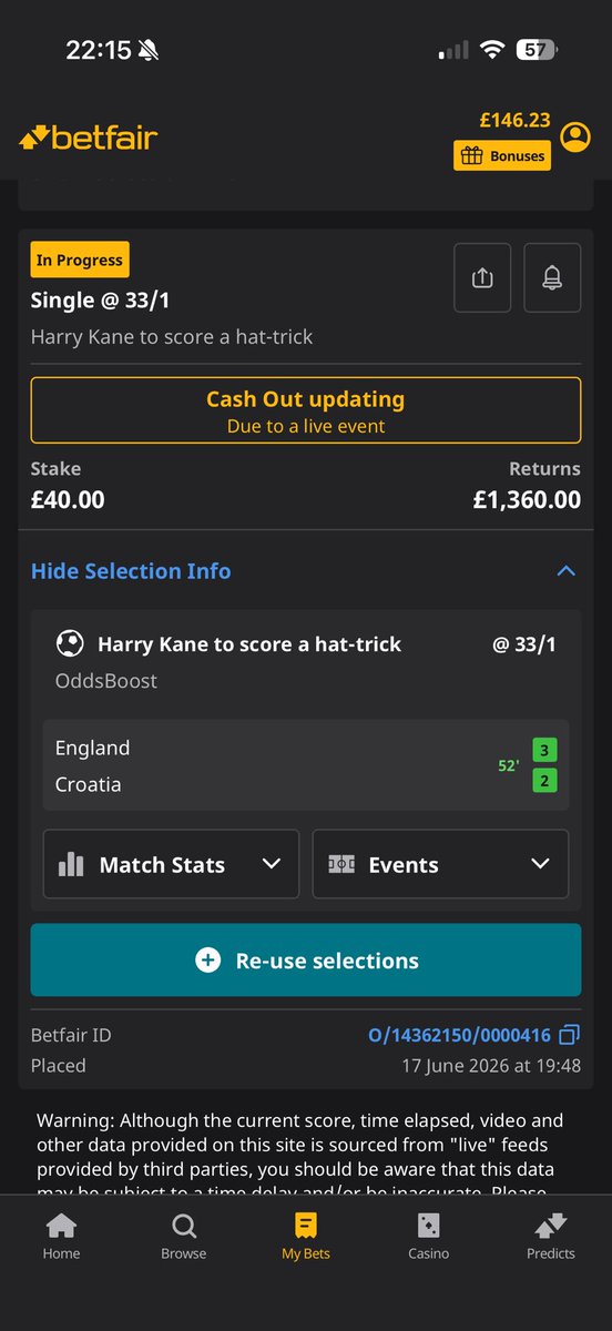 Reiss_Raz's tweet photo. @Betfair any danger of me cashing out ? Only been waiting since the first half !! https://t.co/FzwjMLX3XF
