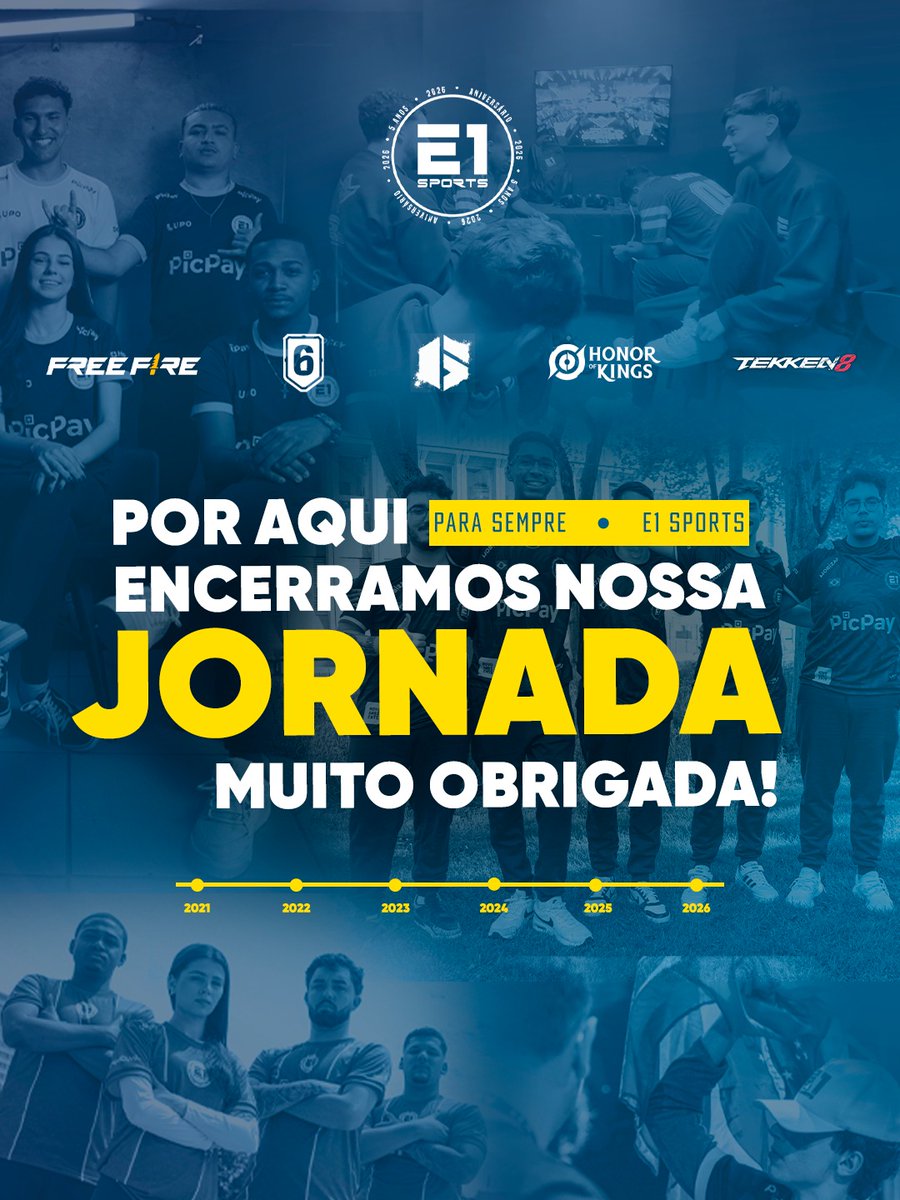 E1Sports_'s tweet photo. É com um sentimento de gratidão e dever cumprido que encerramos as atividades da E1 Sports.

Queremos agradecer a cada jogador, parceiro e torcedor que fez parte da nossa história. Foi uma jornada incrível e levaremos com carinho tudo o que construímos juntos. 

Obrigado por terem feito parte da nossa trajetória.

Pra sempre #GOE1 💙