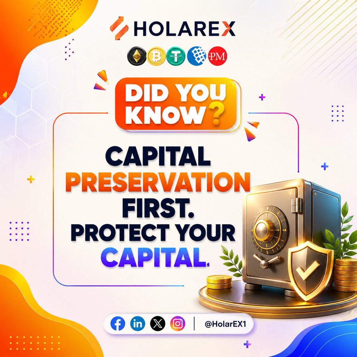 HolarEx1's tweet photo. I've been a preacher of taking massive risks for a long time now. Here's also a very crucial role on your road to riches and compounding.
PROTECT YOUR CAPITAL.
Not in fear of losing but with caution.
#holarex
#crypto
#bitcoin https://t.co/y6aBoJTxTG