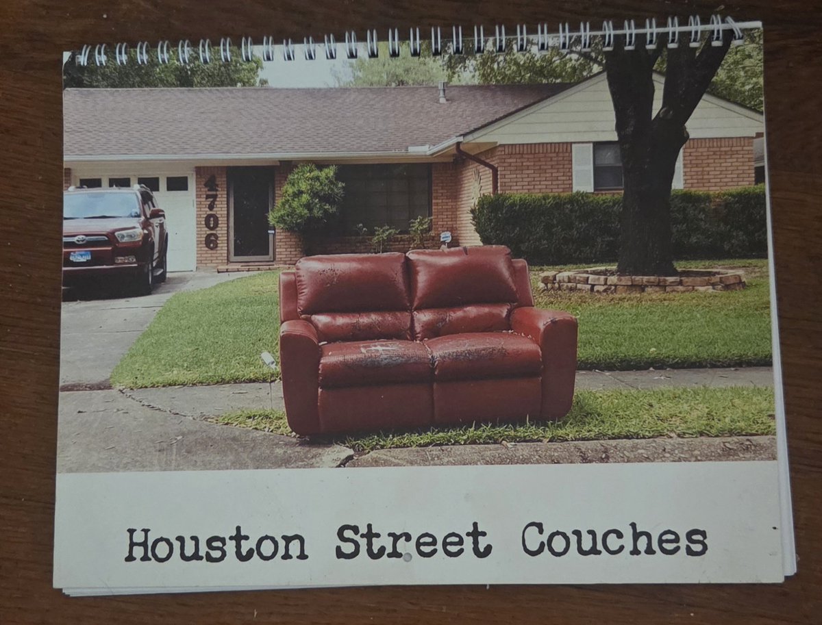 Thelastlomax's tweet photo. 5 years ago my dad made a calendar with a different abandoned Houston street couch for each month

🧵 https://t.co/8LZnmh1o2P