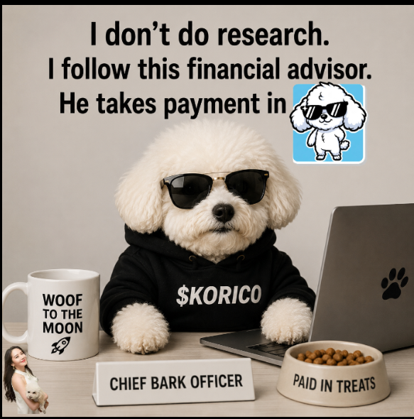 latawrites's tweet photo. People ask for alpha.

I got a dog with a laptop.

$KORICO

CA:
0xbb87Dc5daAC59D6e11ea2461cA69543f4B844444 https://t.co/4Cb6lFHAyh