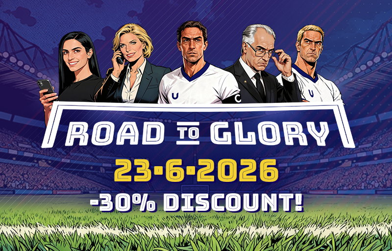 uplay_online's tweet photo. 23.06.2026
The journey begins

Road to Glory officially launches with a 30% discount for a limited time.

Your club. Your decisions. Your legacy.

⚽ Wishlist now on Steam
https://t.co/XjY1zfGvgD https://t.co/POgBVYYiag