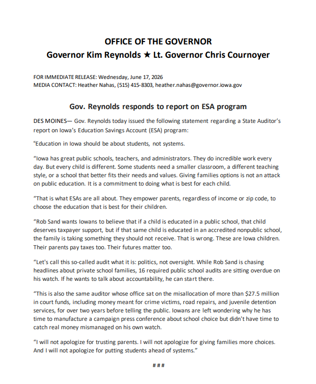 IAGovernor's tweet photo. Giving families options is not an attack on public education.

It is a commitment to putting students first. https://t.co/WQ9Bi2XWPG