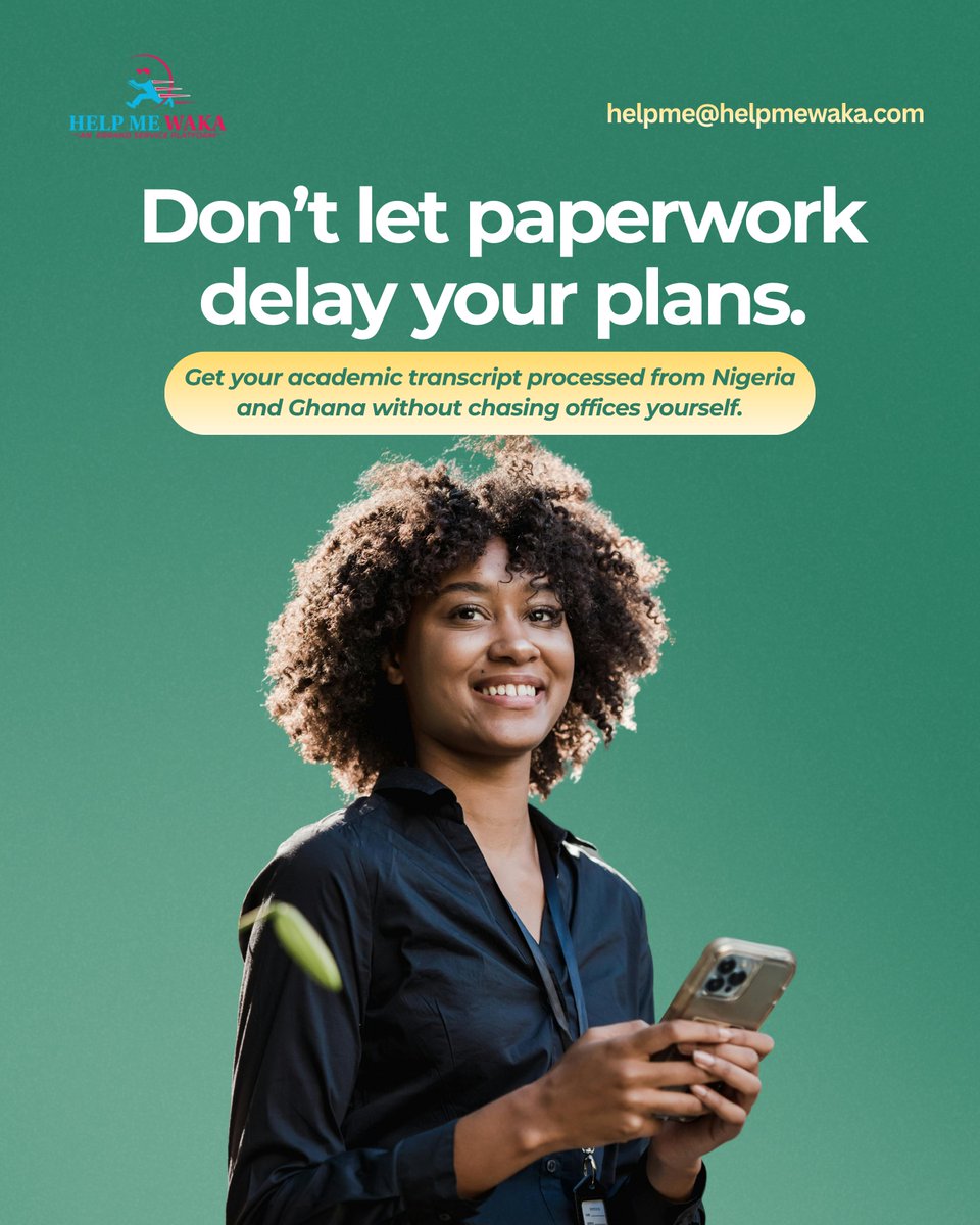 helpmewaka's tweet photo. Don’t let transcript processing slow down your plans.

Get your academic transcript processed from Nigeria or Ghana without chasing offices yourself.

Helpmewaka can help you handle it. https://t.co/Ahtq0l1KiU