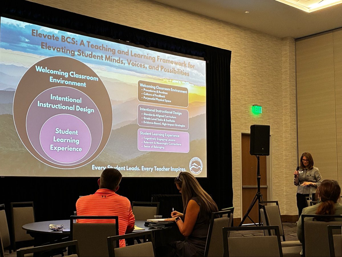 JennReed23's tweet photo. What a wonderful feeling to be celebrating the culmination of our first year with the Elevate @BuncombeSchools Instructional Framework by presenting at the @WRESA8 summer leadership conference. Thanks to our amazing principals and teachers for Leading the Climb into 2026! https://t.co/4E97lWAbmL