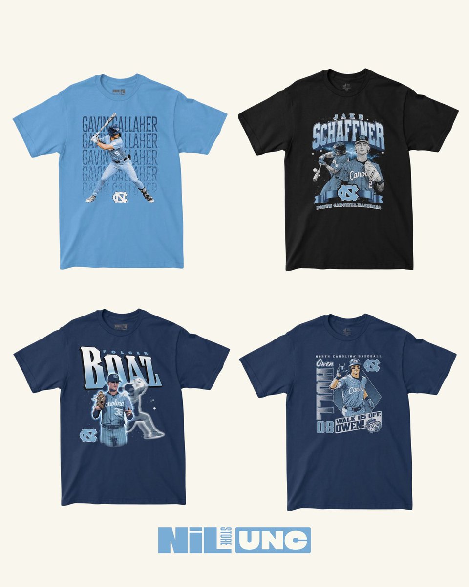 uncnilstore's tweet photo. PLAYING FOR IT ALL. 😤⚾️
The Diamond Heels are headed to the National Championship Series.
Gear up for the title run with UNC Baseball merch at the UNC NIL Store.

https://t.co/WbQju6tLWr https://t.co/r6iDqj3xpG