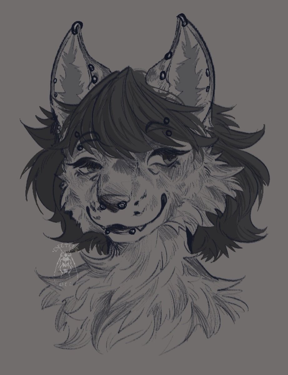 BeetlesBee's tweet photo. Warm Up from last night that I liked!
---
Personal art of an OC of mine,
Genderbent version of my Licorice Cat.

Her hair is choppy and layered weird on purpose– She cannot be contained with a proper haircut (〃´▽`)
#furry #fursona #oc #art #artmoots #furries #alt #artist https://t.co/uXVLwUQnAT