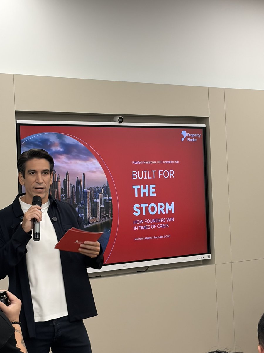 katochrist's tweet photo. Built for the Storm: How Founders Win in Times of Crisis

Great session today at the @DIFC Innovation Hub’s  PropTech Masterclass Series, hosted alongside @Michael Lahyani (Founder & CEO, @propertyfinder and Luke Graham (Head of Dubai PropTech Hub), with Kudrat Ibragimov (Co-Founder, https://t.co/FKARnNrMVJ 

A candid conversation on resilience, conviction, and what it actually takes to build through uncertainty - hearing how Michael scaled Property Finder into the region’s leading real estate platform was a masterclass in itself.

Grateful for the insights and the room.

Thank you Luke Graham and the team for hosting us. 

#Miftah #Lifestyle  #DIFC #Dubai #RealEstate #SellAnyHome #Founders