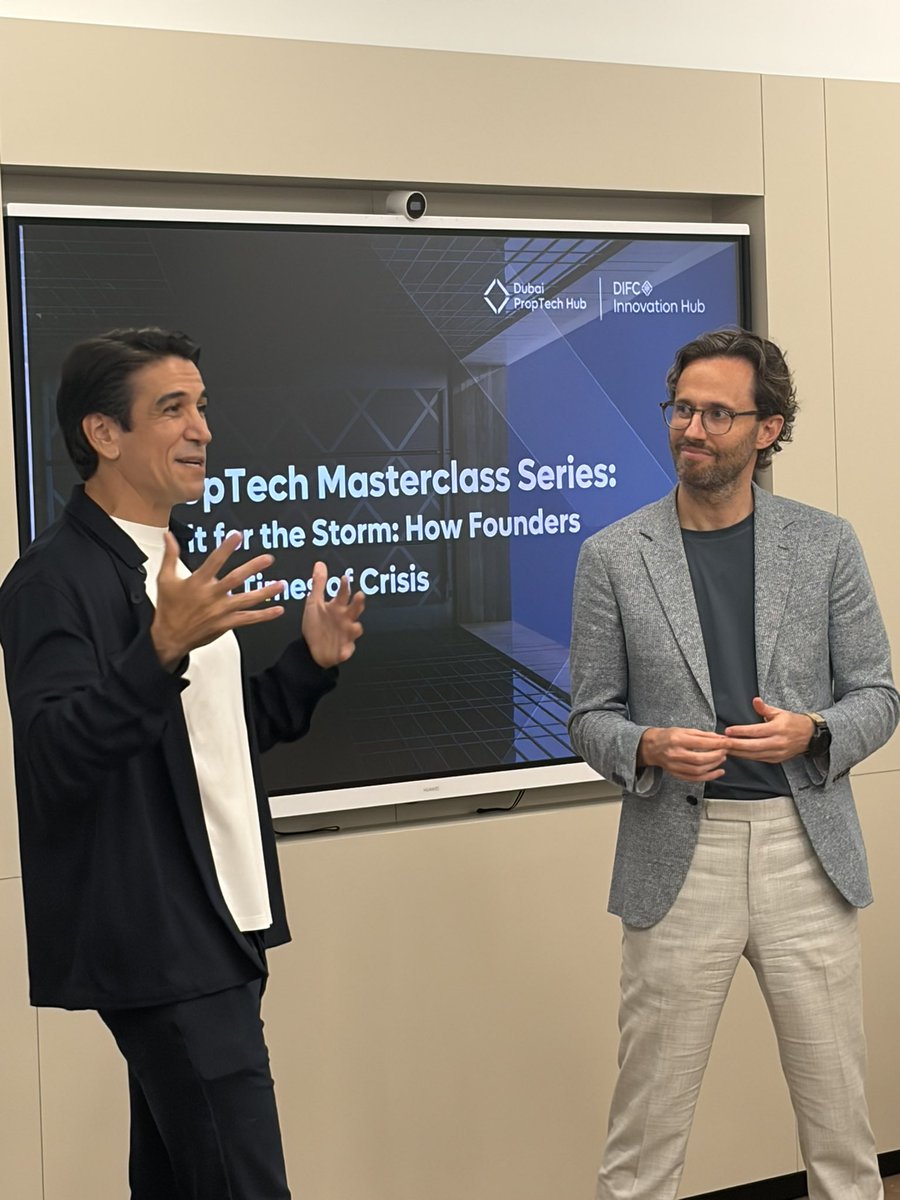 katochrist's tweet photo. Built for the Storm: How Founders Win in Times of Crisis

Great session today at the @DIFC Innovation Hub’s  PropTech Masterclass Series, hosted alongside @Michael Lahyani (Founder & CEO, @propertyfinder and Luke Graham (Head of Dubai PropTech Hub), with Kudrat Ibragimov (Co-Founder, https://t.co/FKARnNrMVJ 

A candid conversation on resilience, conviction, and what it actually takes to build through uncertainty - hearing how Michael scaled Property Finder into the region’s leading real estate platform was a masterclass in itself.

Grateful for the insights and the room.

Thank you Luke Graham and the team for hosting us. 

#Miftah #Lifestyle  #DIFC #Dubai #RealEstate #SellAnyHome #Founders