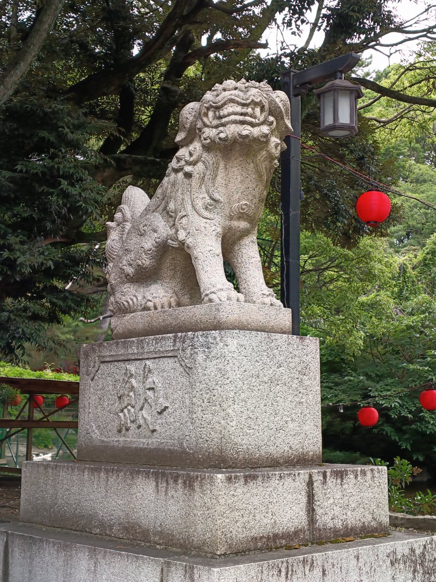saba_bian's tweet photo. 雨ふりの朝  平塚八幡宮の狛犬さんでおはようございます。 https://t.co/sS0oMrL0Xz