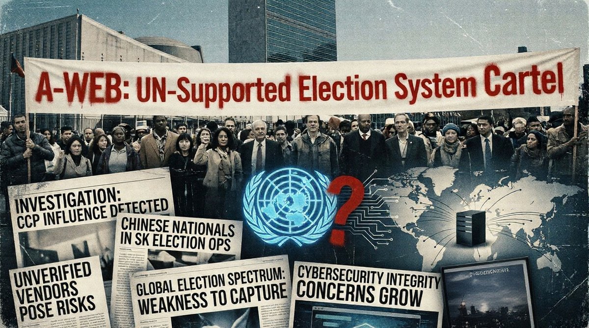 pjcolbeck's tweet photo. DEEP-DIVE: A-WEB Election System Cartel

A-WEB is currently at the center of the chaos of the latest South Korean election.

Key Facts:
- Launched with backing of UN
- They've also been at the center of election chaos in Kyrgyz Republic, Democratic Republic of Congo, Iraq, Argentina, and the Philippines
- Inseparable from South Korea's National Election Commission (NEC)
- Funded by USAID
- Technology supported by Russian technical institutions
- Remotely "Observed" 2020 U.S. elections - but issued no report (hmmm...how did they observe our election systems remotely?)

MORE INFO BELOW:
https://t.co/VoWxeqBE0m

@elonmusk @RealLindellTV @DrFrankModels @TheSCIF @PatriotMarkCook @Sonsteven1980 @sudyomi_ @SenMullin @ODNIgov