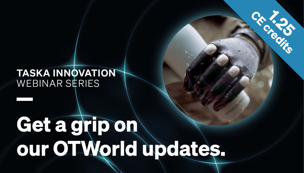 TaskaGlobal's tweet photo. The TASKA Innovation Webinar Series continues with our next session: Get a grip on our OTWorld updates. 🎙️

📅 Wednesday 25 June 2026 | 3:00PM PT / 6:00PM ET 
✅ Register today: https://t.co/KFYQTAxZPN

#TASKAProsthetics #TASKACX #MyTASKA #prosthetics #innovation https://t.co/SnxqQ5WEi4