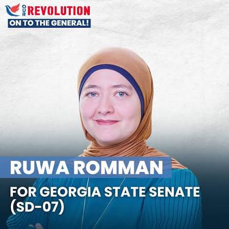 theconservacore's tweet photo. Another Islamist just seized another Democrat position. 
Jordan-born Ruwa Romman won the Georgia State Senate primary. 

Democrats are being hijacked by radicals who put foreign loyalties first. 

The party of Islam keeps advancing while America sleeps. 

When will voters wake up and stop this takeover?