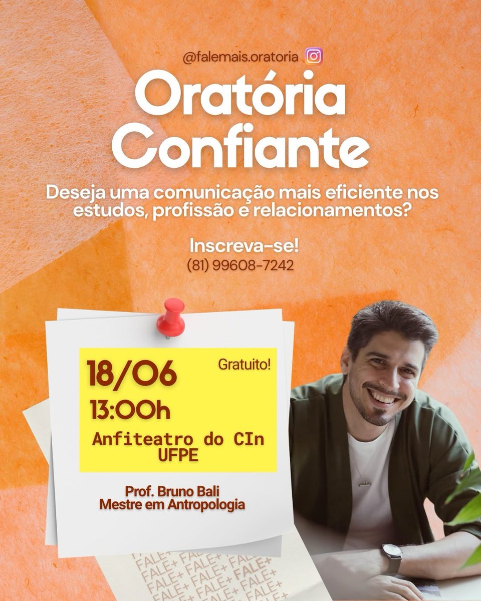 ufpecac's tweet photo. Boa comunicação é preciso para expressar ideias, desenvolvimento profissional e nos  relacionamentos. Dificuldade na comunicação? Falar em público? Ou para gravar vídeos? está aí uma excelente oportunidade. Anfiteatro do CIn - UFPE no dia 18/06 - 13h. Se inscreva é gratuito! https://t.co/gqyuyhE02m