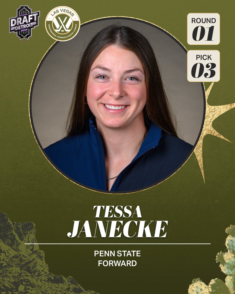 pwhl_lasvegas's tweet photo. WELCOME TO FABULOUS LAS VEGAS, TESSA!

With the third pick in the first round, PWHL Las Vegas selects Tessa Janecke. https://t.co/A3oS4v9tN4