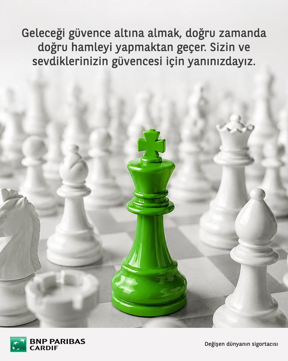 BNPPCardifTR's tweet photo. Hayatı güvence altına almak artık çok daha kolay.

BNP Paribas Cardif’in dijital çözümleriyle sigorta hizmetlerine dilediğiniz an, dilediğiniz yerden hızlı ve pratik şekilde ulaşabilirsiniz. ♟️💚

Kendiniz ve sevdikleriniz için doğru hamleyi yapın; geleceğe güvenle bakın.

#BNPParibasCardif #HayataCardifleBak #DeğişenDünyanınSigortacısı